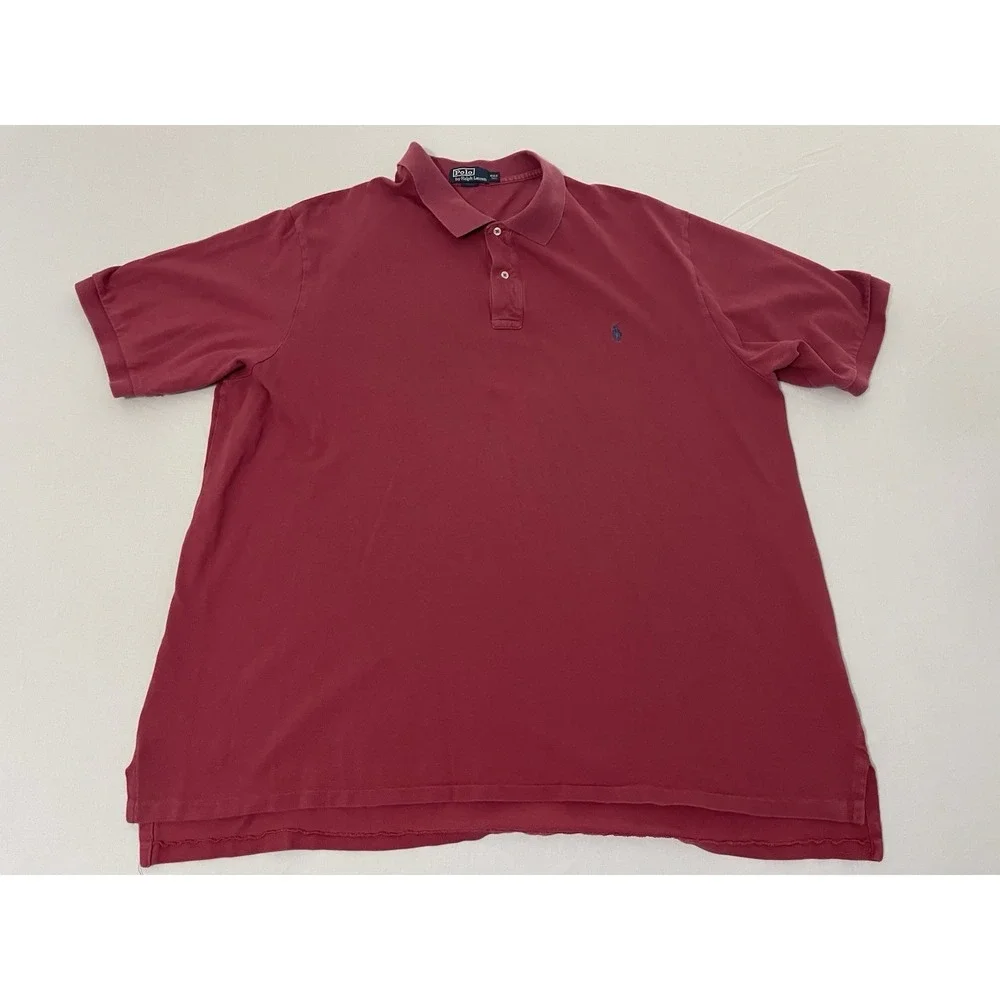Polo Ralph Lauren Polo Mens Shirt 4XLT Red Short Sleeve‎ Collared Blue Pony